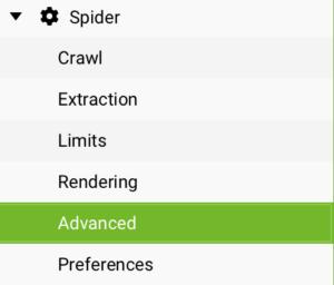 Advanced Screaming Frog Spider Settings